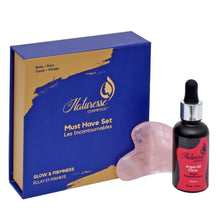 Glow Duo « Les Incontournables » Gua Sha Quartz rose et Sérum d’huile d’argan au pamplemousse 30ml  - Naturesse